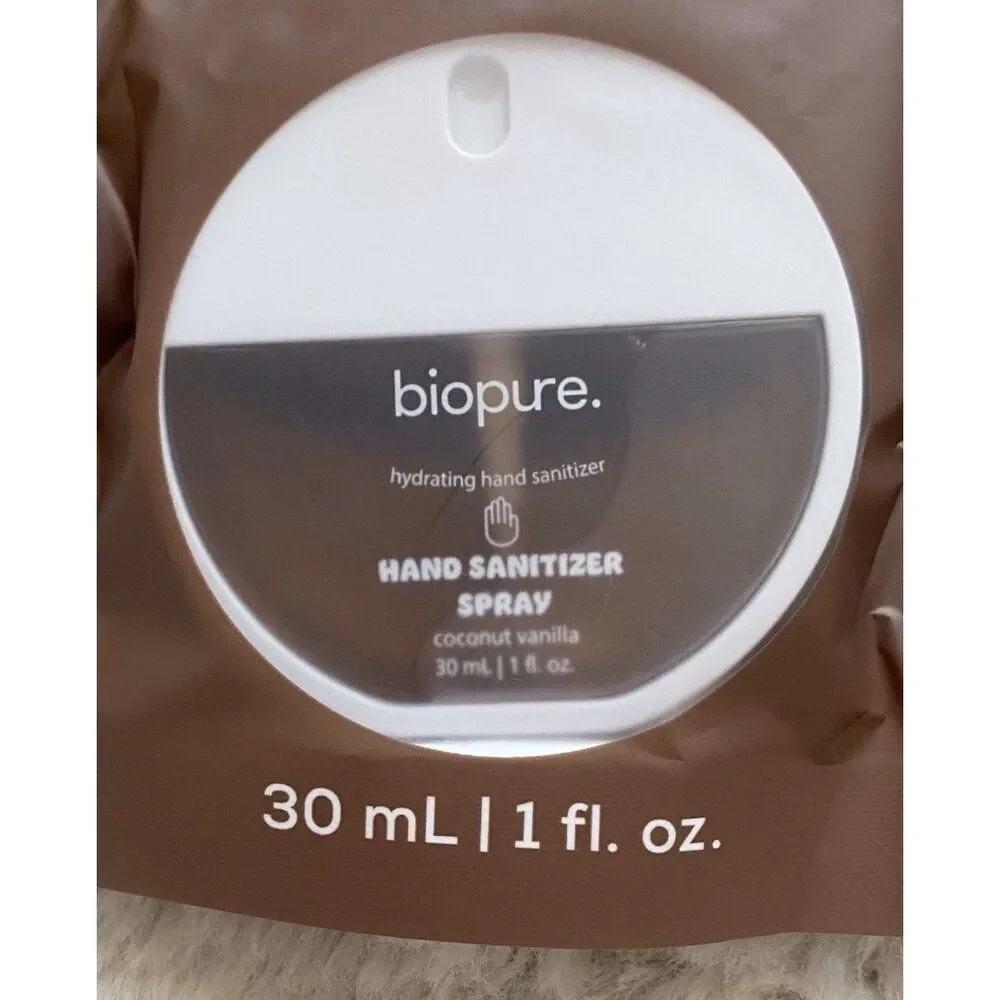 Biopure Scented Hydrating Hand Sanitizer Spray 1 Fl Oz Coconut Vanilla Round NEW
